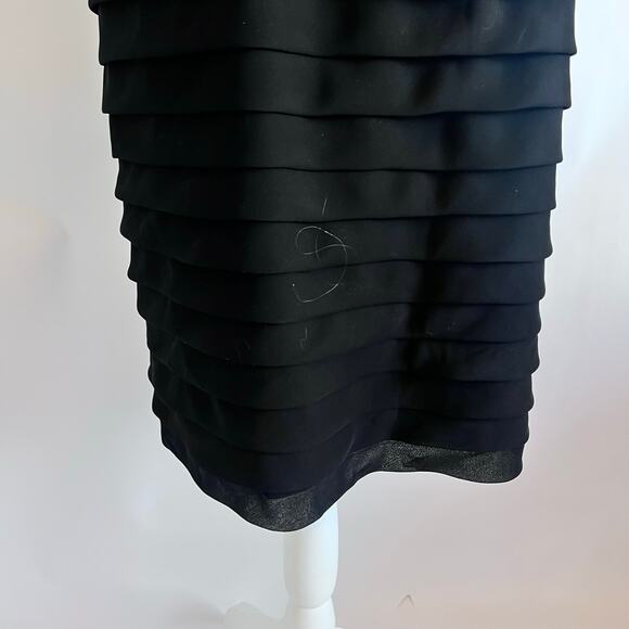 ADRIANNA PAPELL WOMENS BLACK TIERED RUFFLE CAP FORMAL COCKTAIL DRESS - Picture 5 of 13